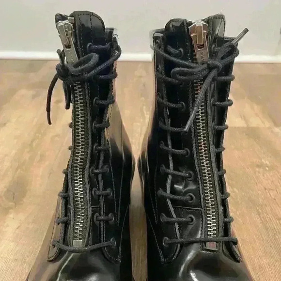 Sandro Paris Black Military Boots Chunky Women's 40 US 10 Goth Made In Portugal - Picture 3 of 12